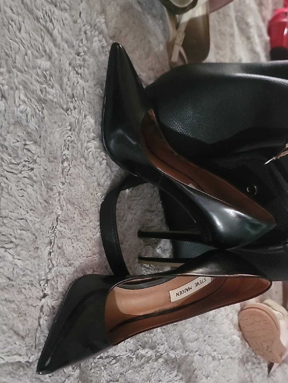Steve Madden Black Patent Pointed-Toe Stiletto Heels 10